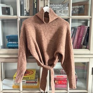 Aritzia Wilfred cowl neck front tied sweater Medium